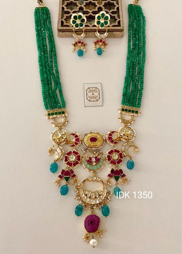 Kavik Green Necklave set Pacchi Kundan Necklace