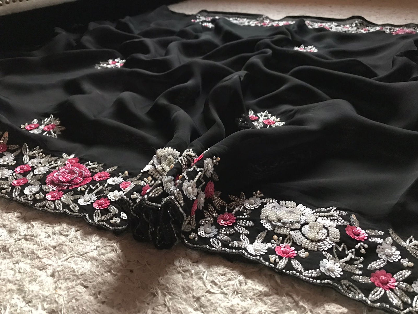 Black Hot Sarees Women Sari Wedding Sari Partywear Sari