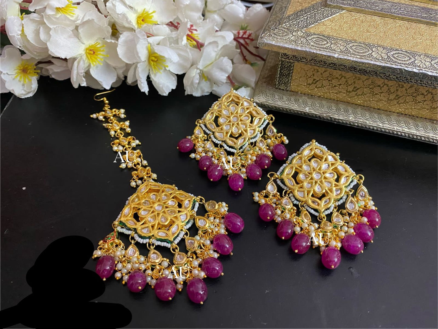 Mulani Kundan tikka set Indian jewellery women tikka set