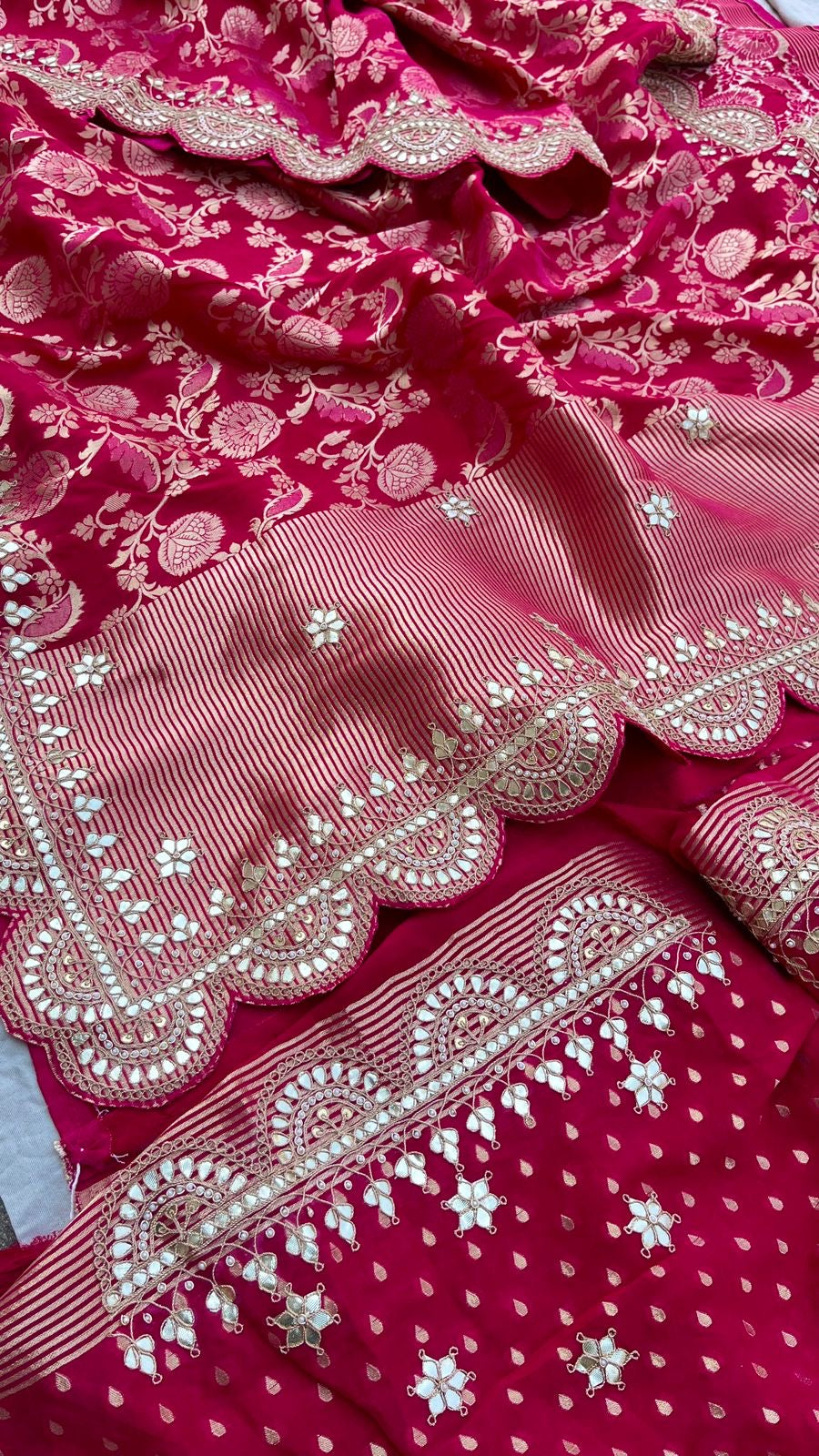 Sultana khaddi Gorgette saree gottapatti sari