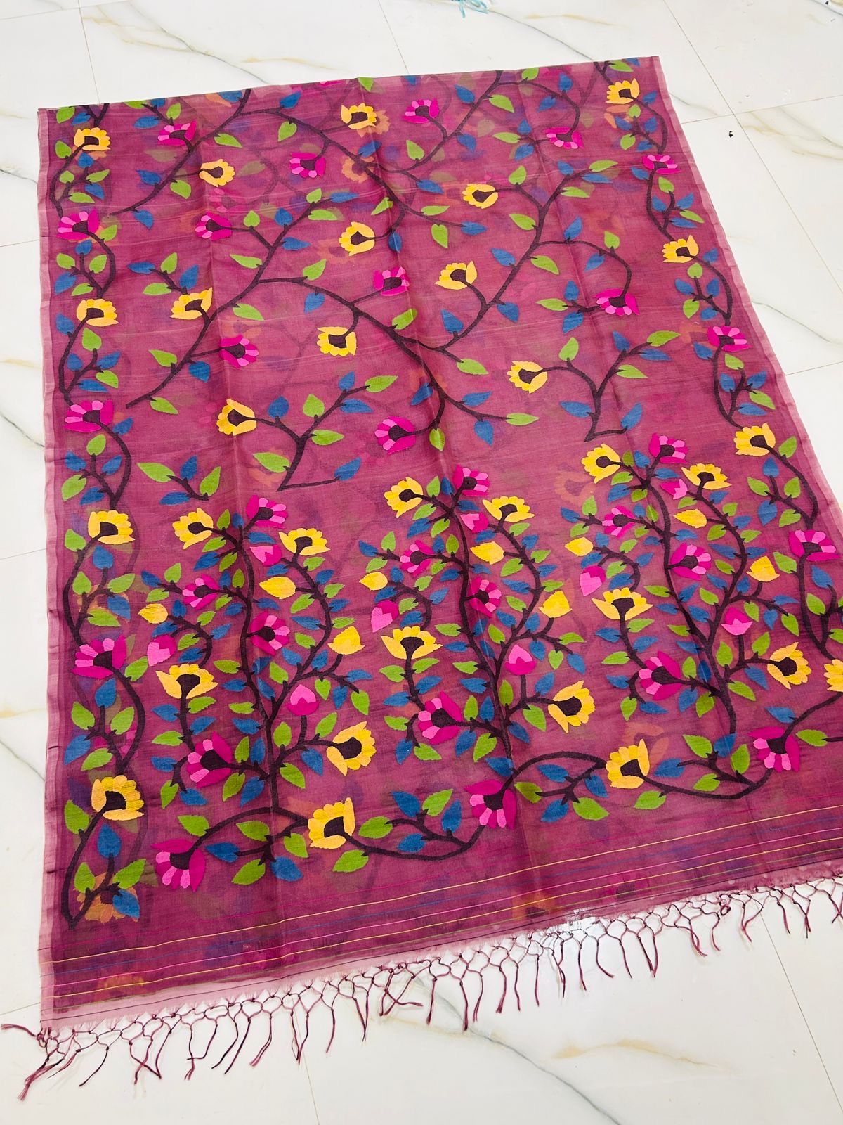 Mahima Pure Tantuj Sarees Jamdani Sari Blouse
