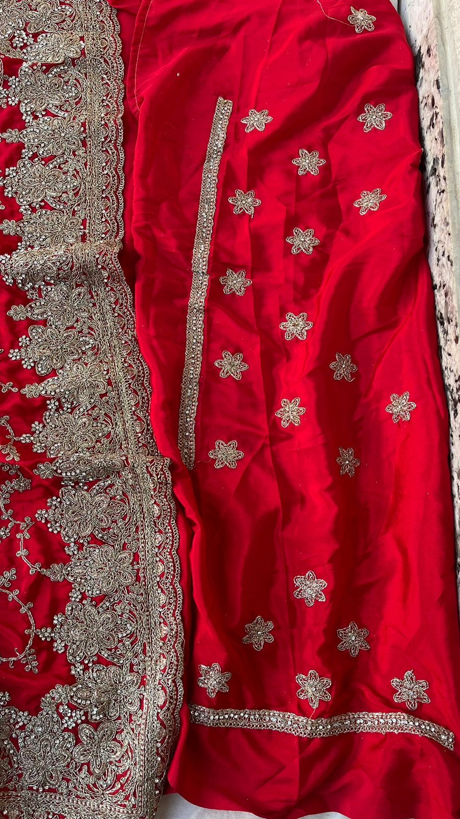 Red Bridal Crepe Embroidered Sarees