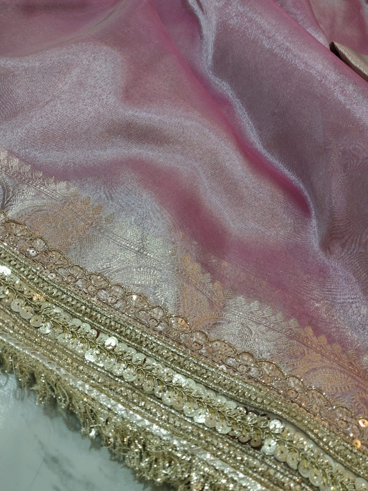 Pink saree Banarsi tissue silk saree Partywear sarees