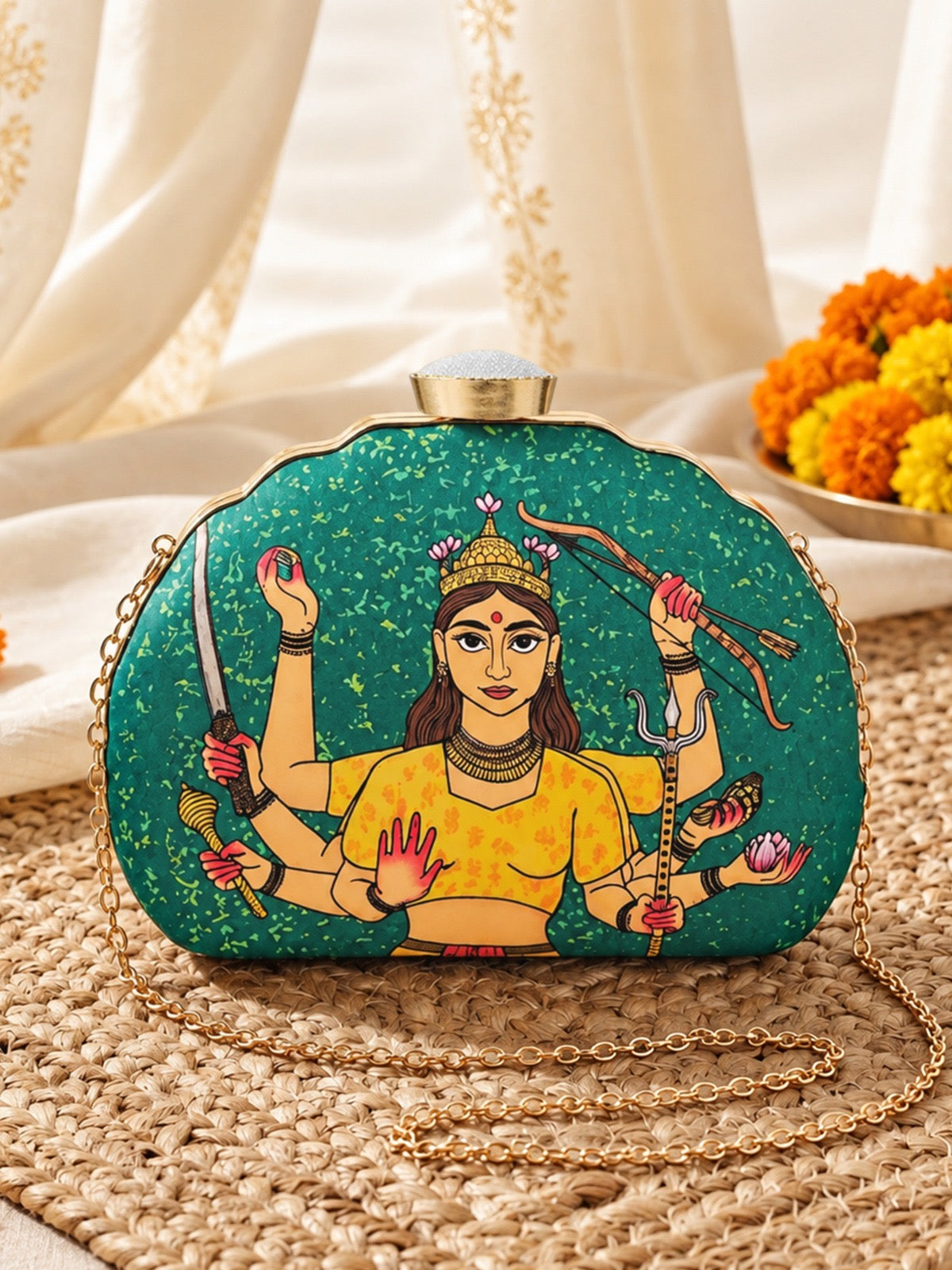 Navratri printed clutch bag Durga special purse