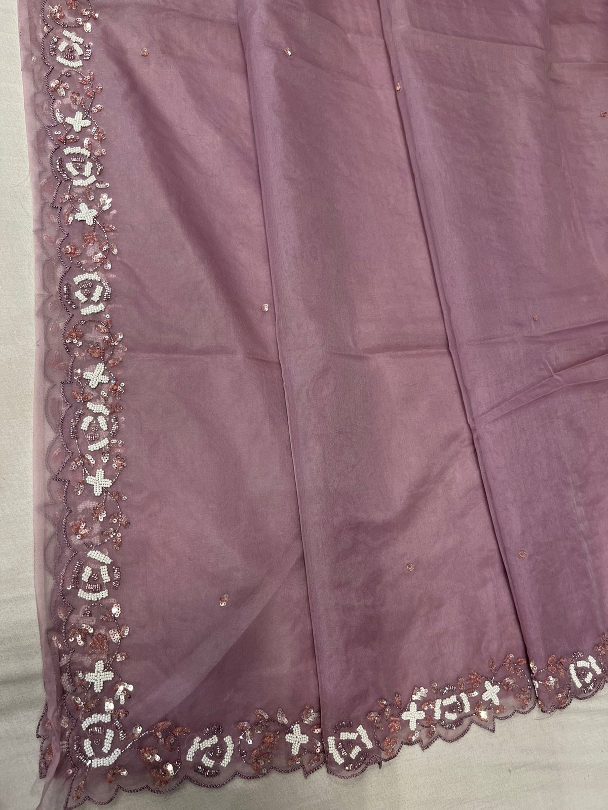 Rabina pearl sequins organza saree beautiful sari
