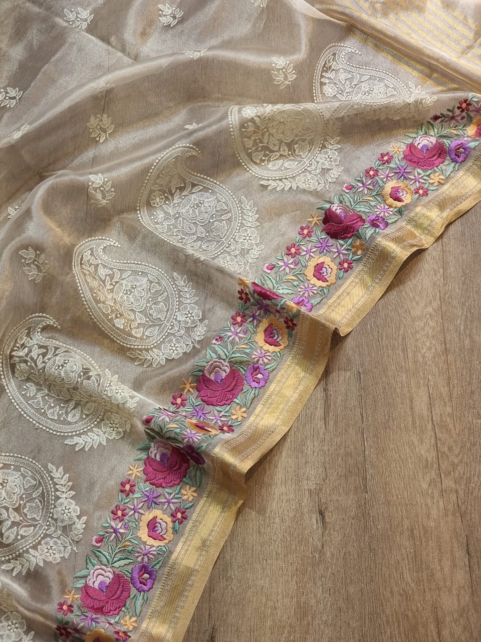 Rumha tissue embroidery saree