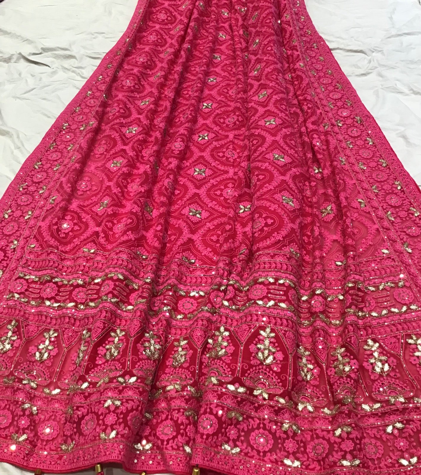 Lavender Chikankari gorgette saree Indian saree