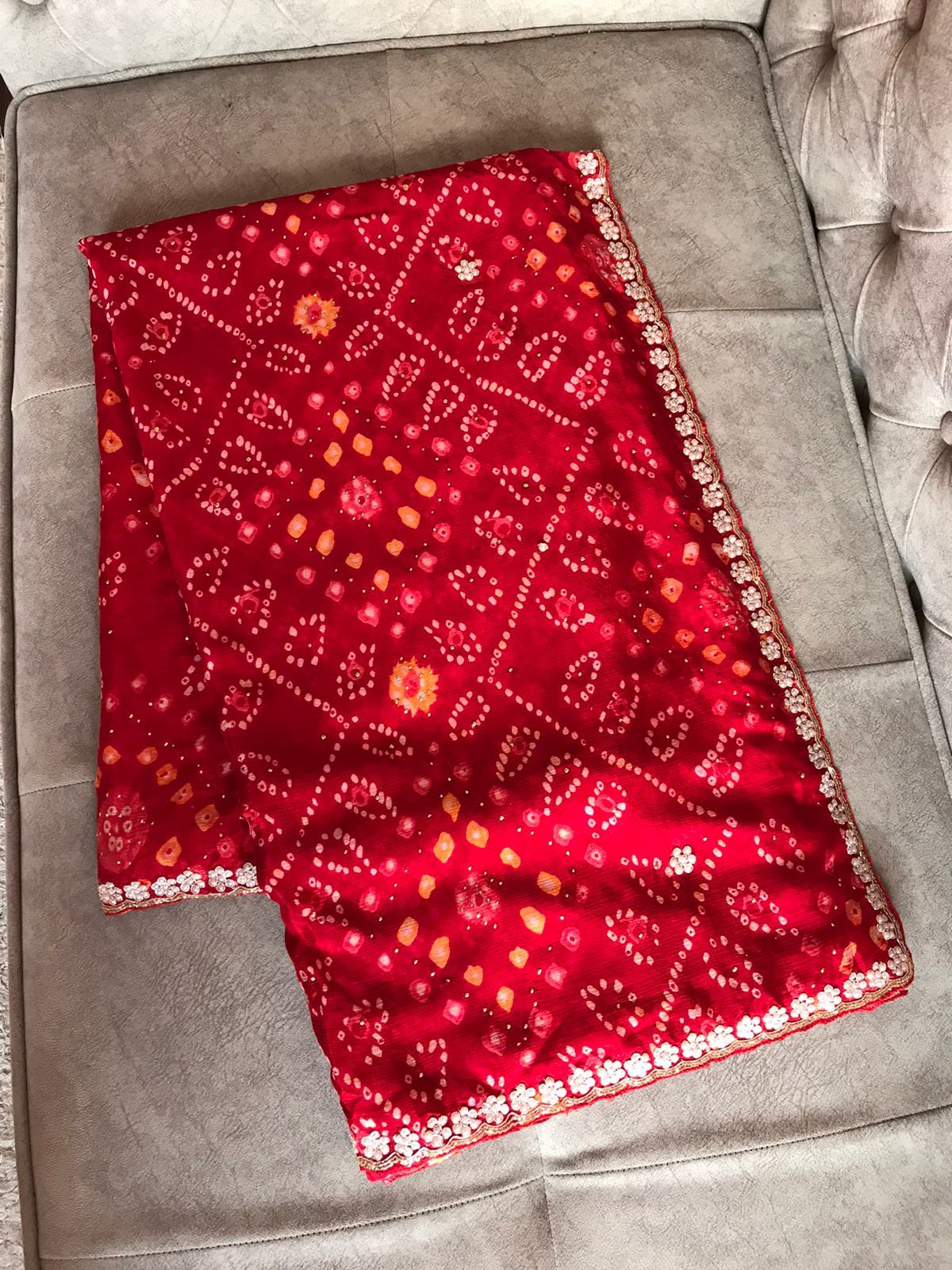 Roza bridal red bandhej saree