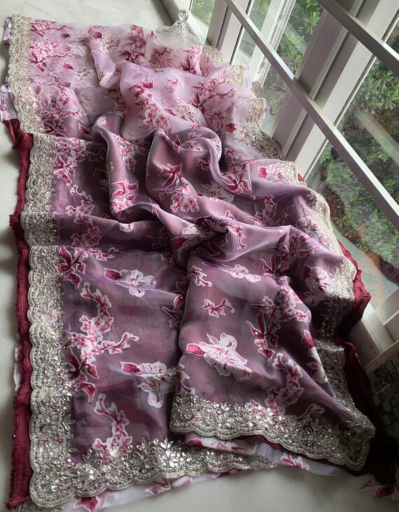 Floral brasso saree