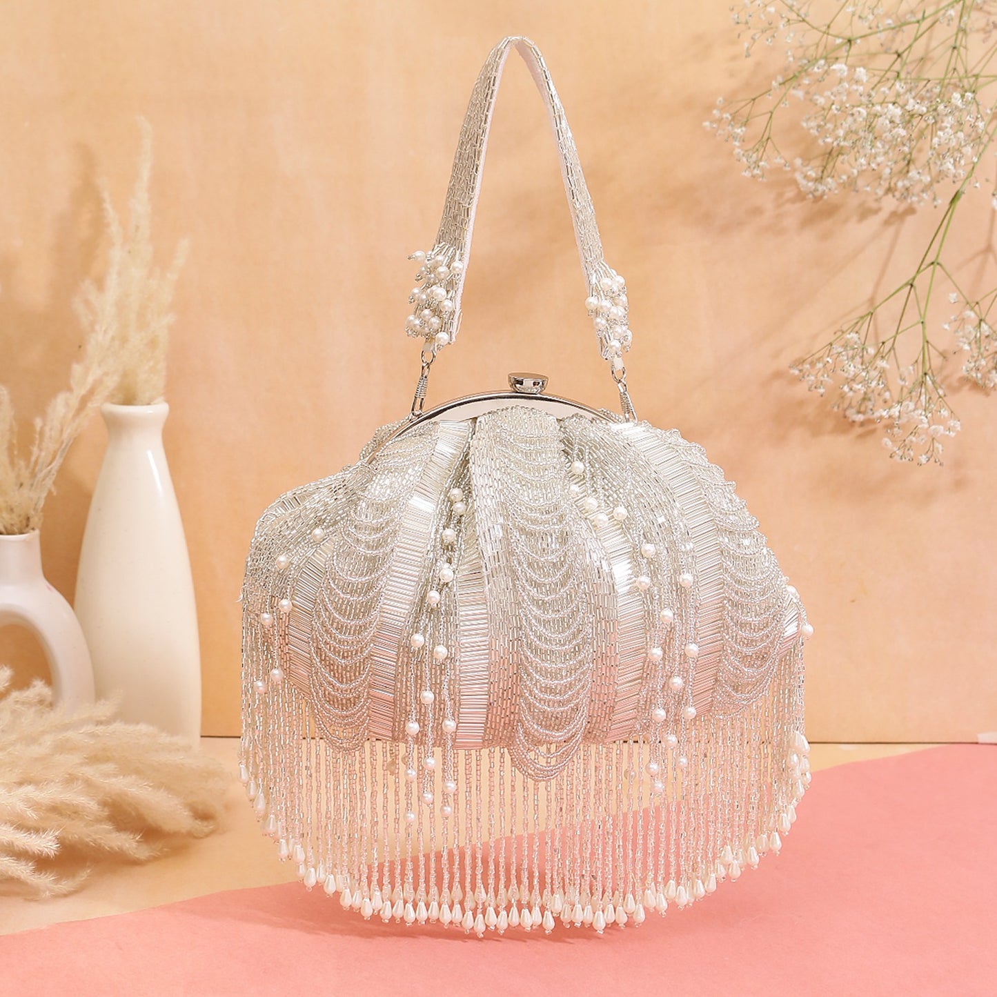 Cinderella inspired silver batua clutch