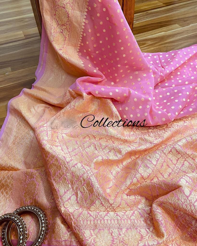 Pink handwoven banarsi saree Royal Sarees