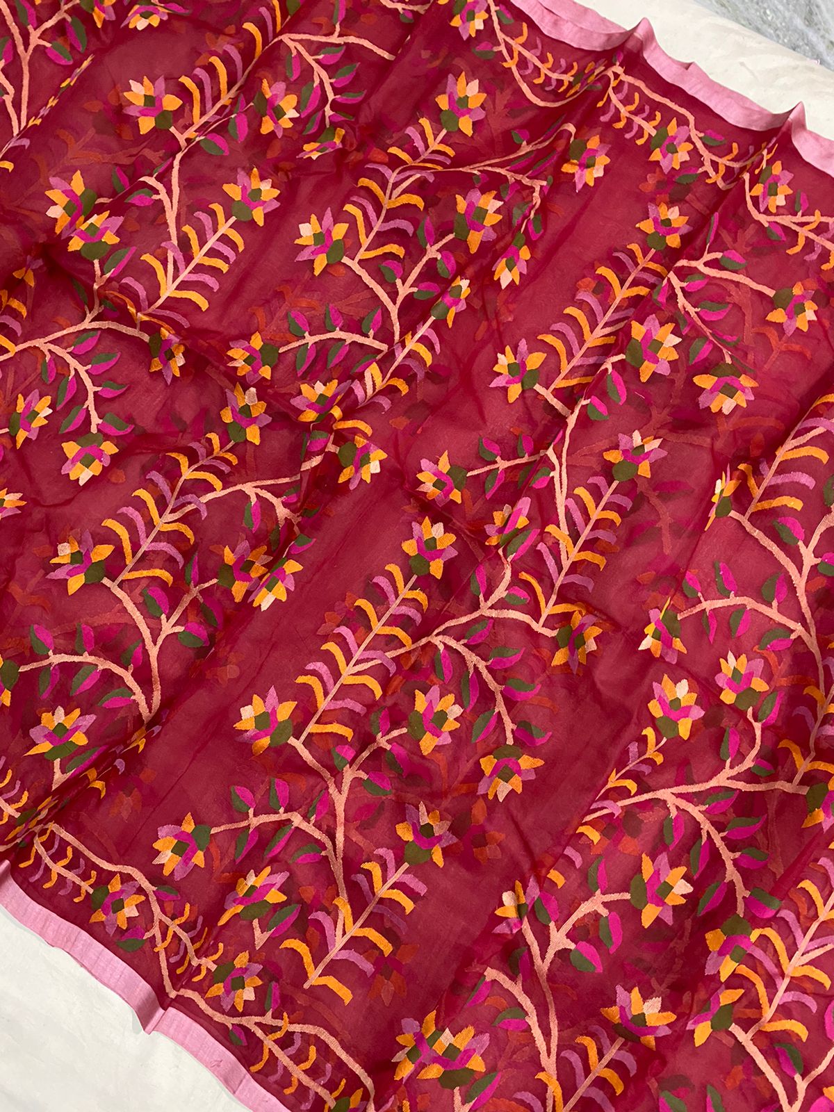 Ninja muslin handwoven jamdani saree