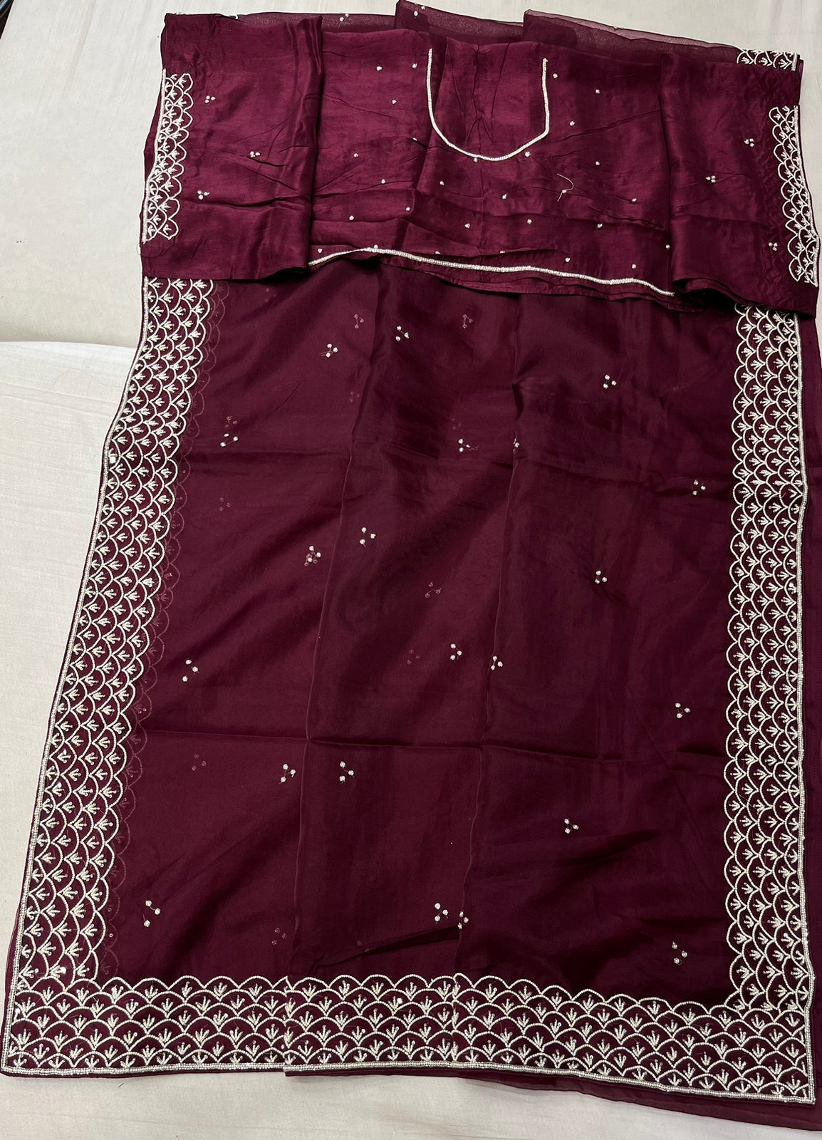 Mureeba organza pearl saree