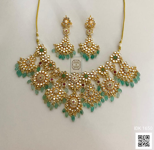 Green Kundan set Indian jewellery Kundan jewellery