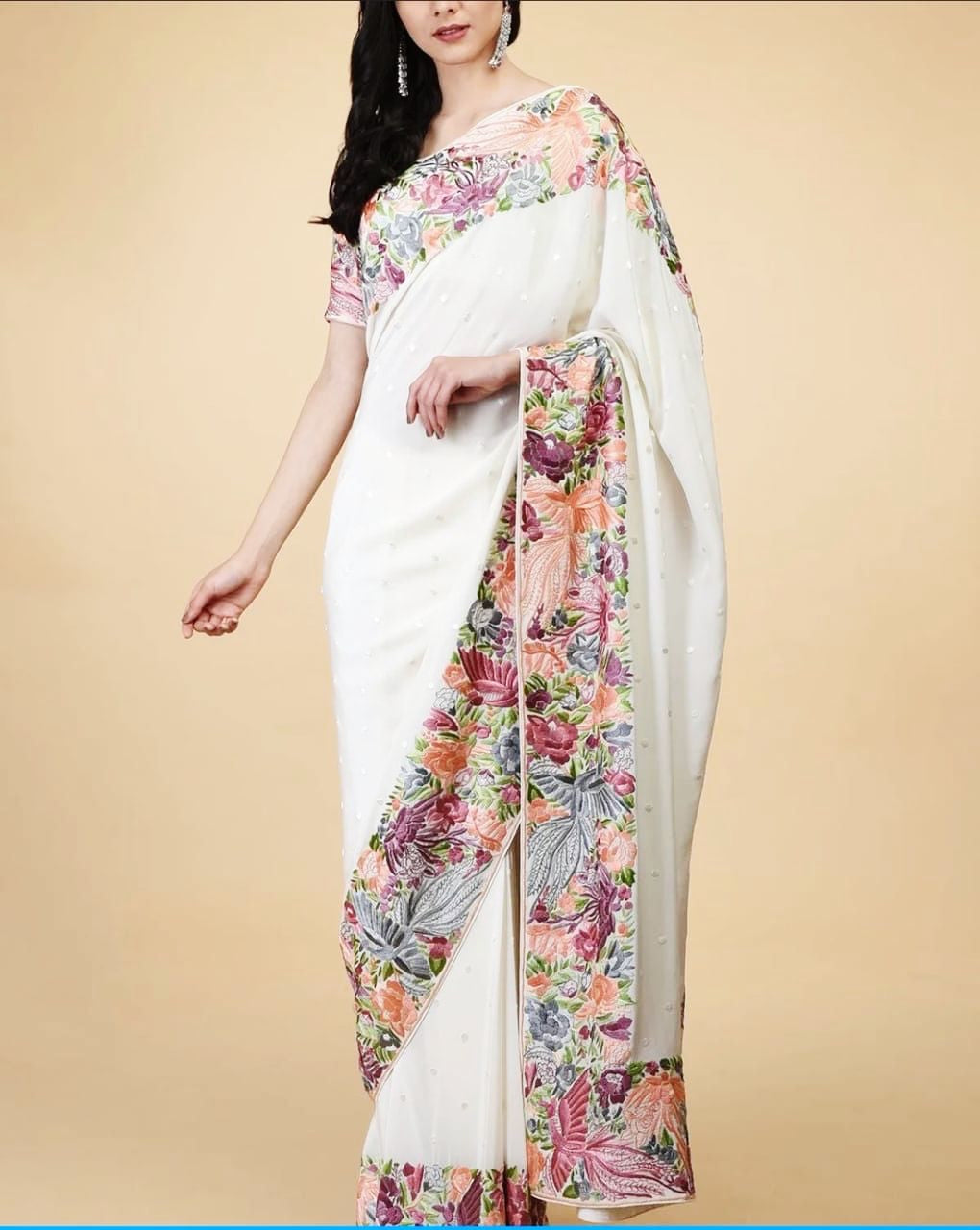 Parsi Gara Authentic white saree