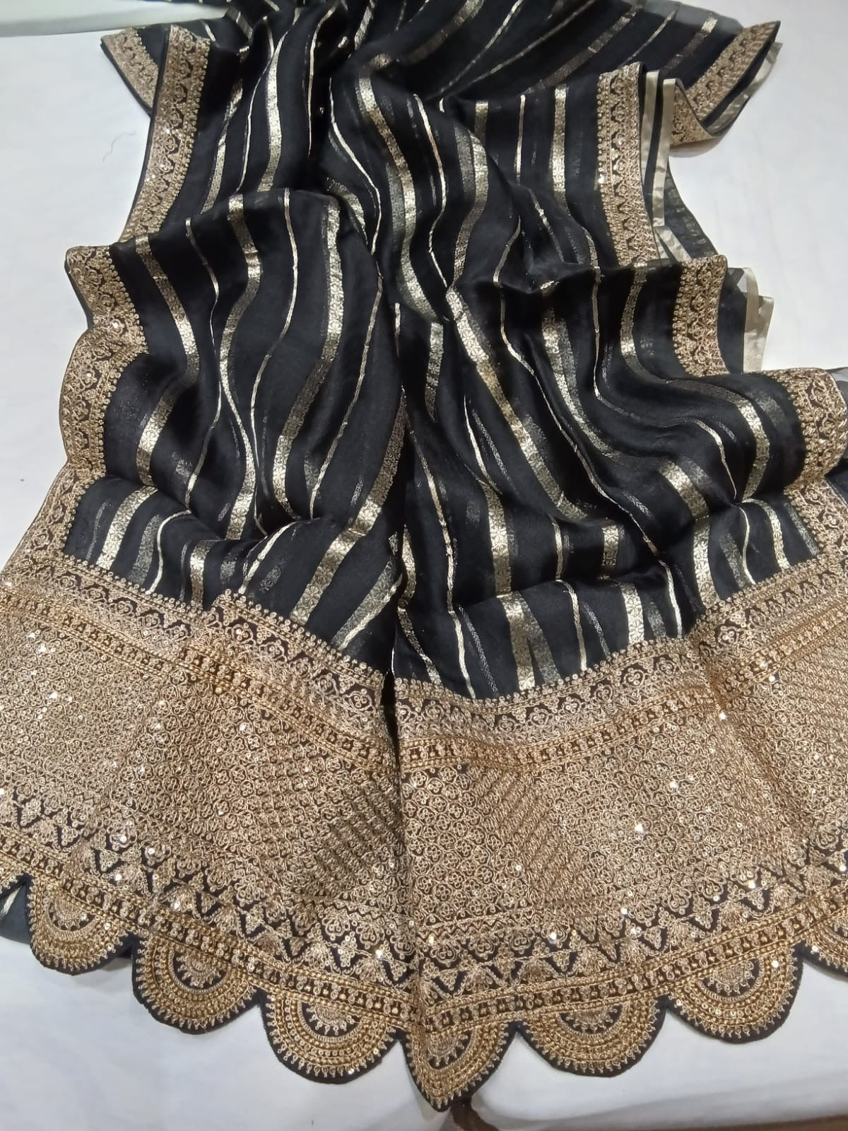 Striped kora saree Indian partywear sarees