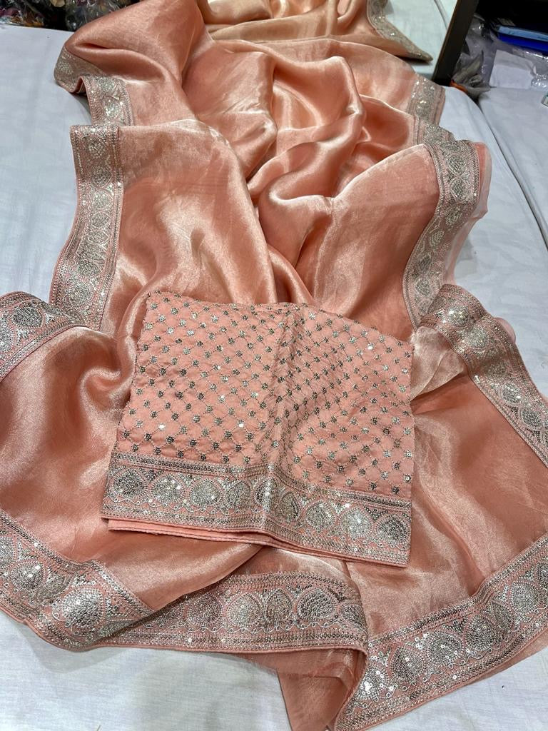 Inisha tissue Partywear saree women sari