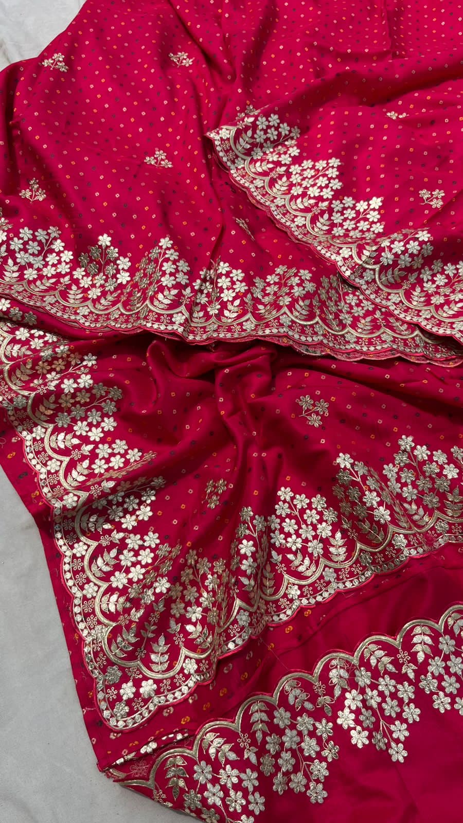 Munga Gottapatti Saree Bandhani saree