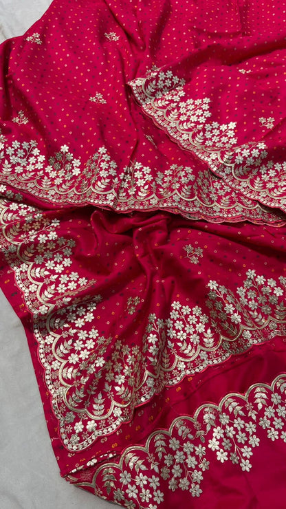 Munga Gottapatti Saree Bandhani saree