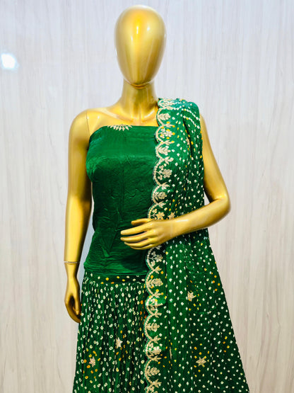 Green Lehanga set gajji silk Lehanga set Indian traditional Lehangas