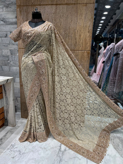 Lace saree wedding sari women sarees with readymade blouse