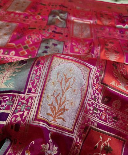 Mughal inspired Banarsi saree Katan silk saree Indian heritage saree blouse