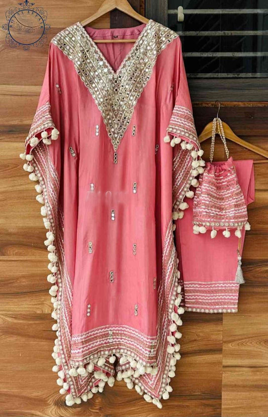 Designer silk kaftan set stitched kaftan Partywear kaftan set