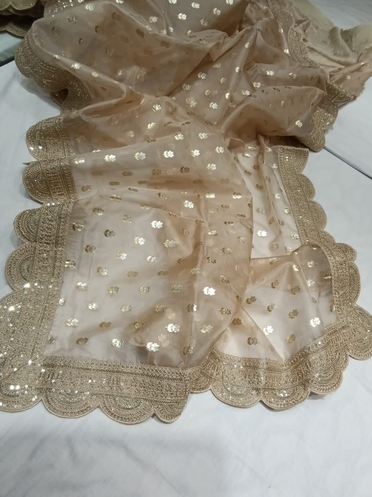 Rooprani kora silk saree scalloped sarees