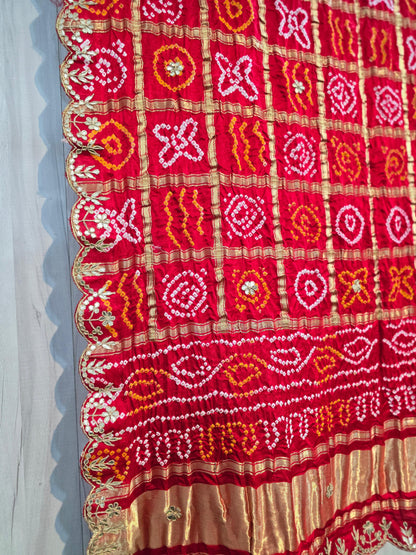 Red gharchola dupatta gottapatti work red dupatta