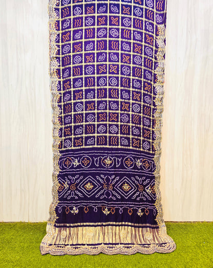 Purple gharchola saree gotta Patti saree Indian traditional sari blouse