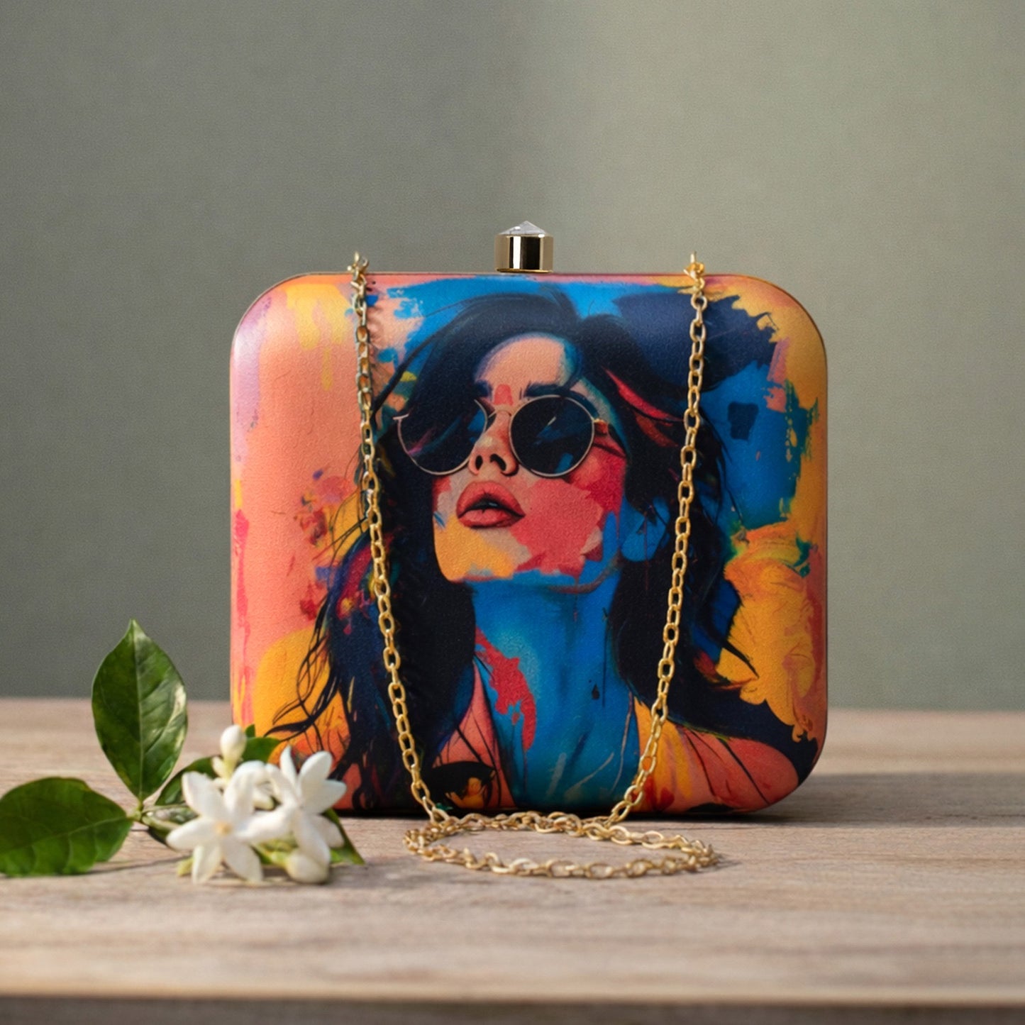 Graphic clutch box Partywear clutches printed purse
