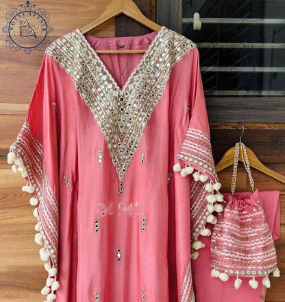 Designer silk kaftan set stitched kaftan Partywear kaftan set