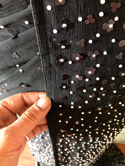 Black sequins saree Partywear sari blouse Indian sarees