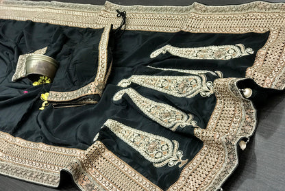 Crepe silk saree paisley inspired sari blouse reception sarees