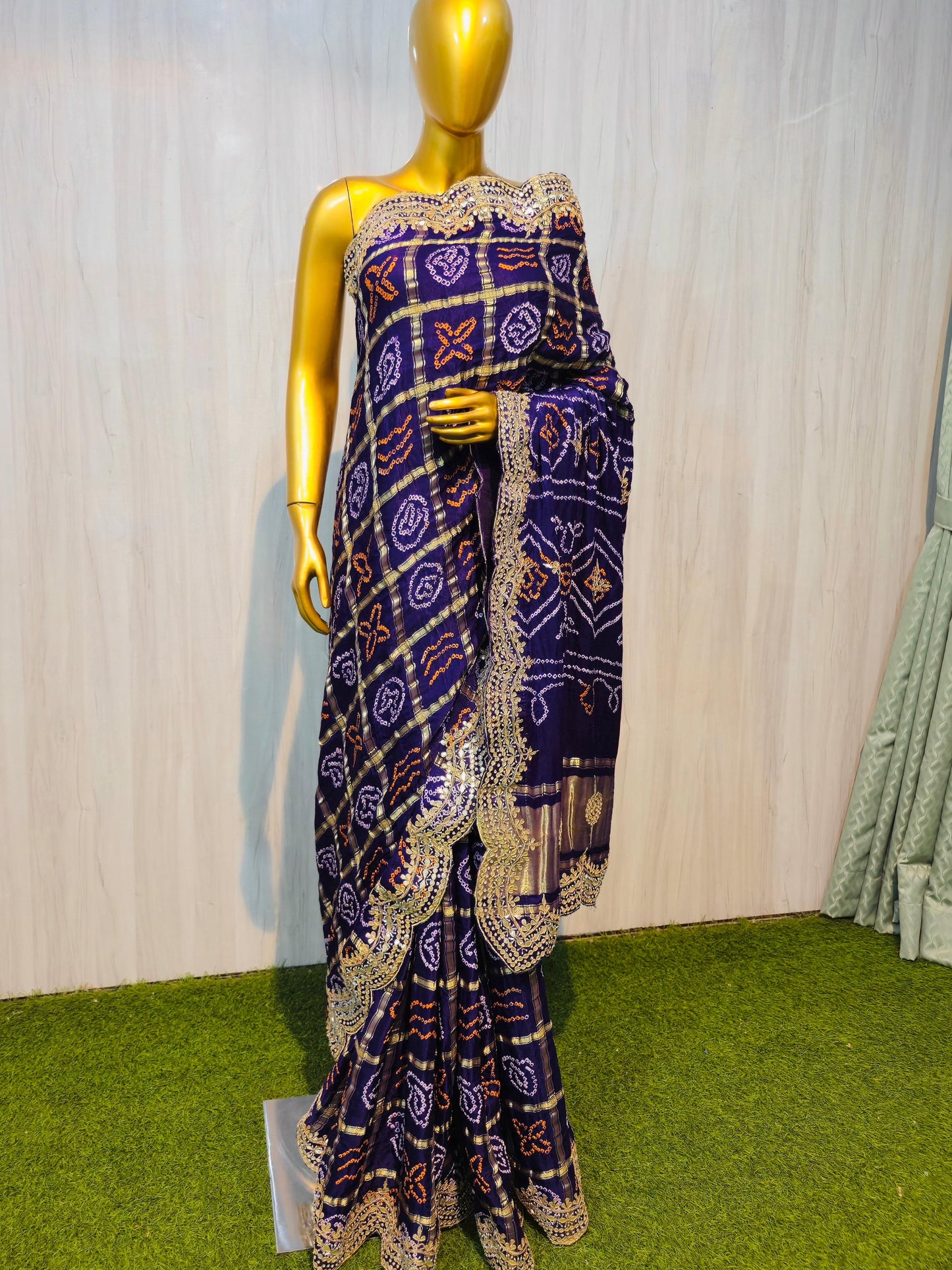Purple gharchola saree gotta Patti saree Indian traditional sari blouse