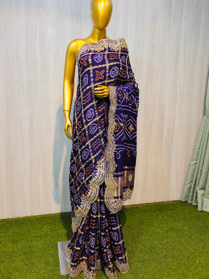 Purple gharchola saree gotta Patti saree Indian traditional sari blouse