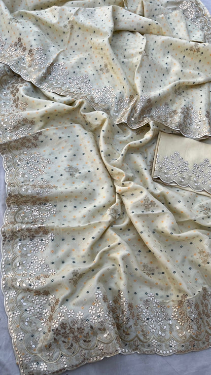 Munga Gottapatti Saree Bandhani saree