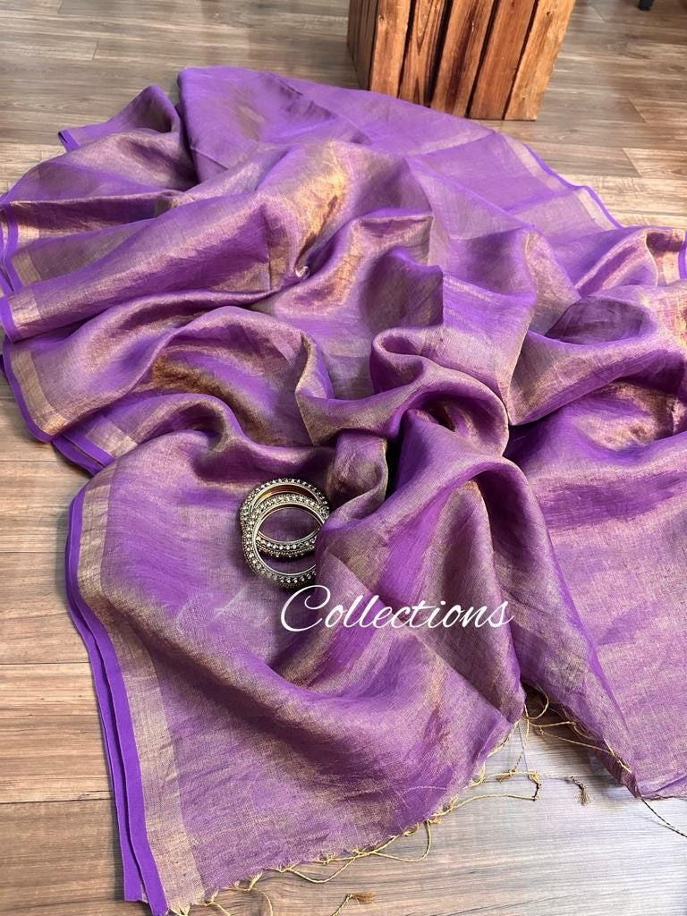 Handwoven Linen Saree Women Sarees Dual Tone Saree