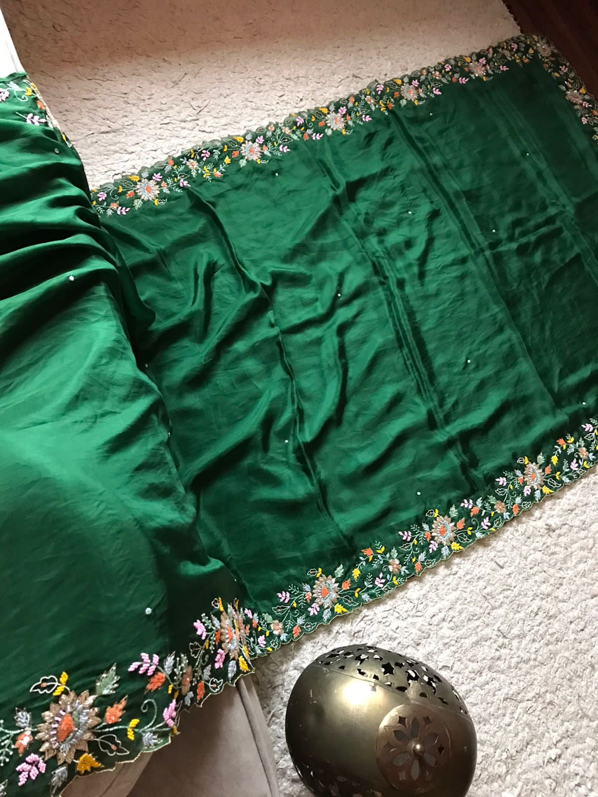 Satin Saree Emerald Saree Premium saree