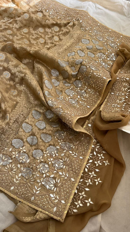 Rimjhim khaddi gorgette Banarsi sarees