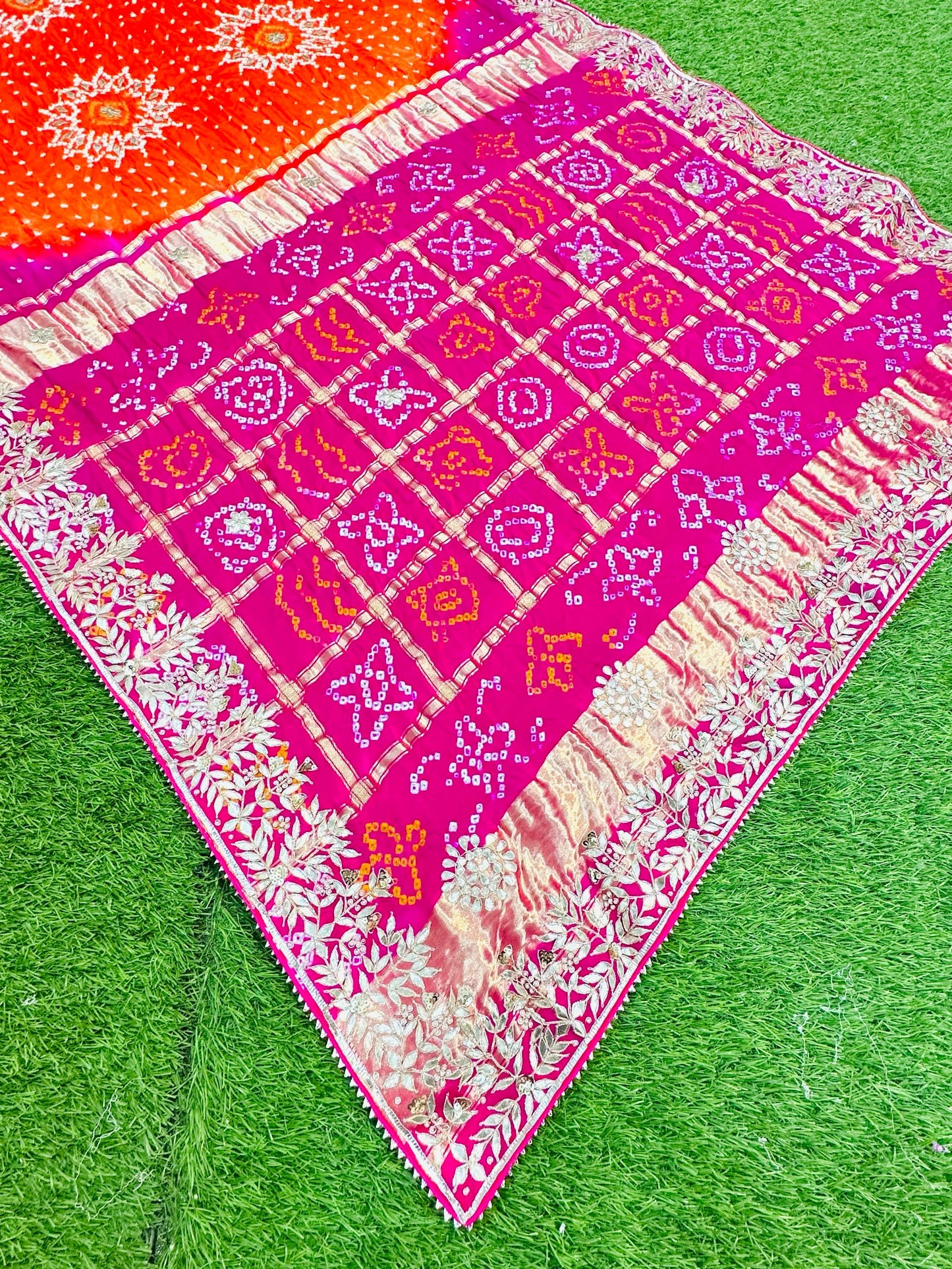 Handmade gajji silk saree gottapatti sari gharchola pallu sari