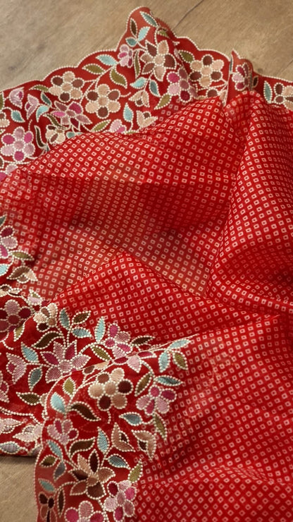 Bandhej printed organza silk sarees