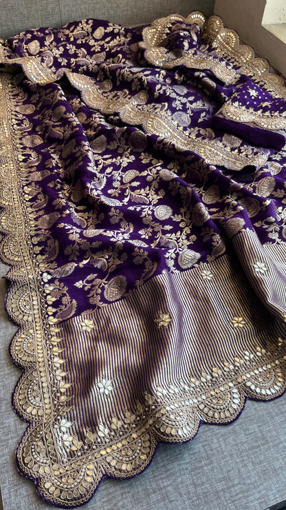 Umesha Khaddi gorgette saree Indian wedding sari blouse