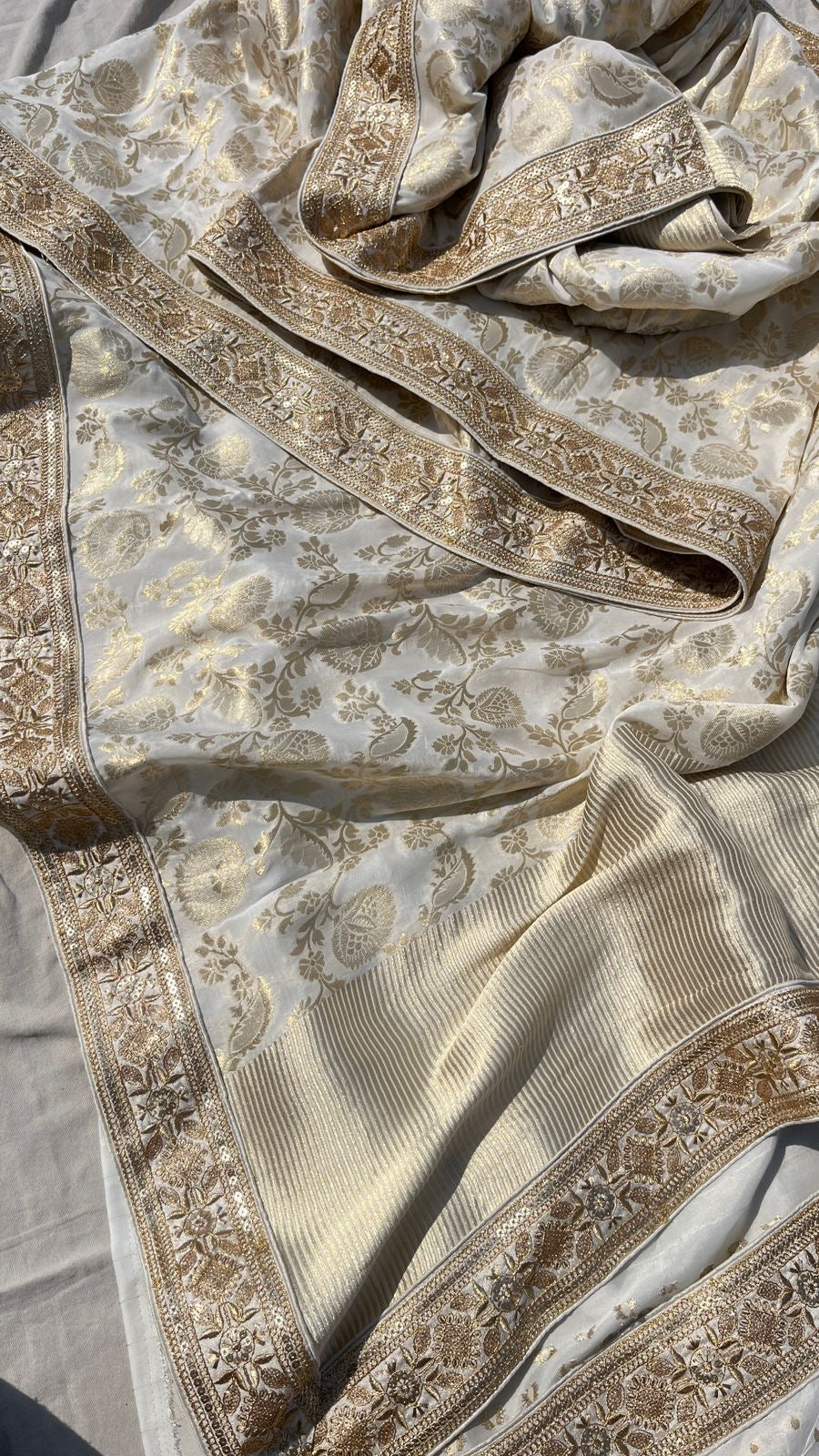 Lilani khaddi Gorgette Saree traditional sari