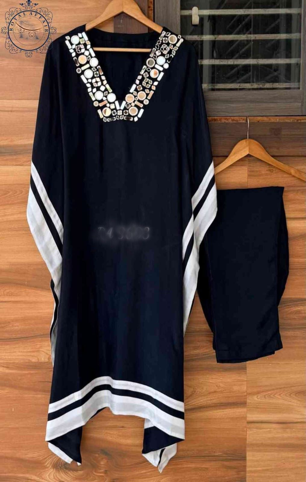 Black silk kaftan designer dress Partywear kaftan dress