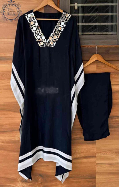 Black silk kaftan designer dress Partywear kaftan dress