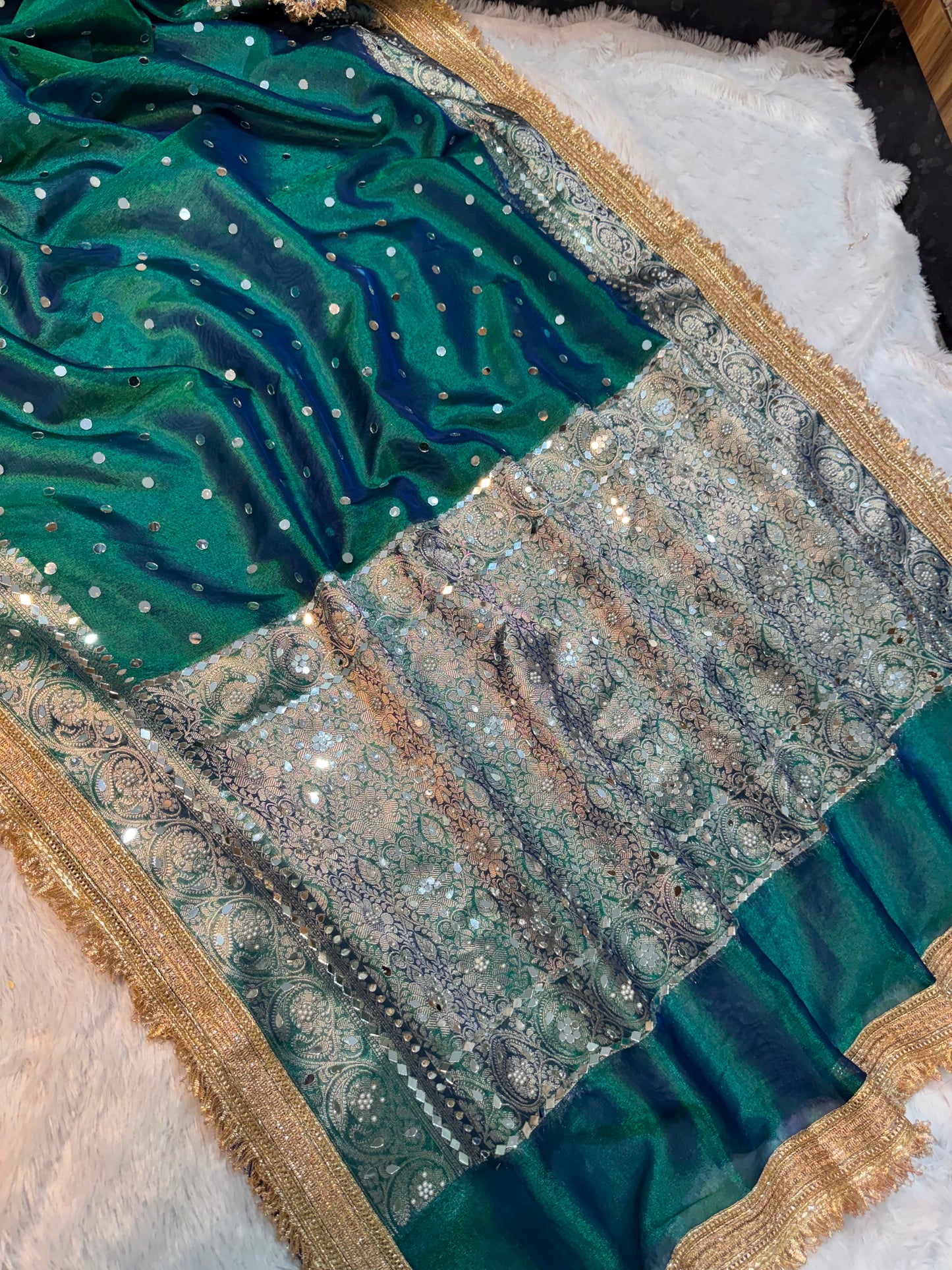 Maharani glass tissue saree banarsi soft silk saree Indian sari blouse