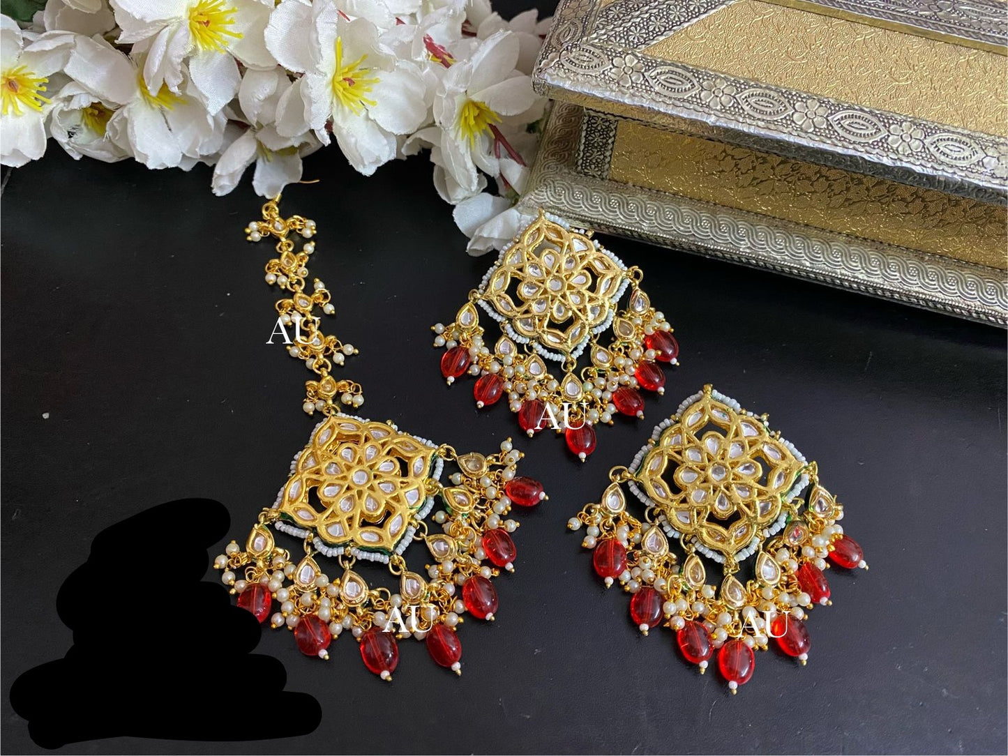 Mulani Kundan tikka set Indian jewellery women tikka set