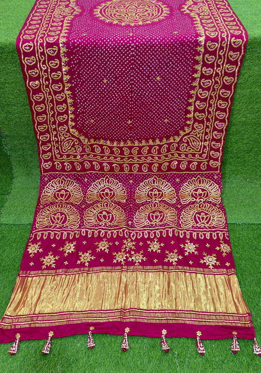 Rai bandhani gajji silk saree Indian sari blouse traditional sarees