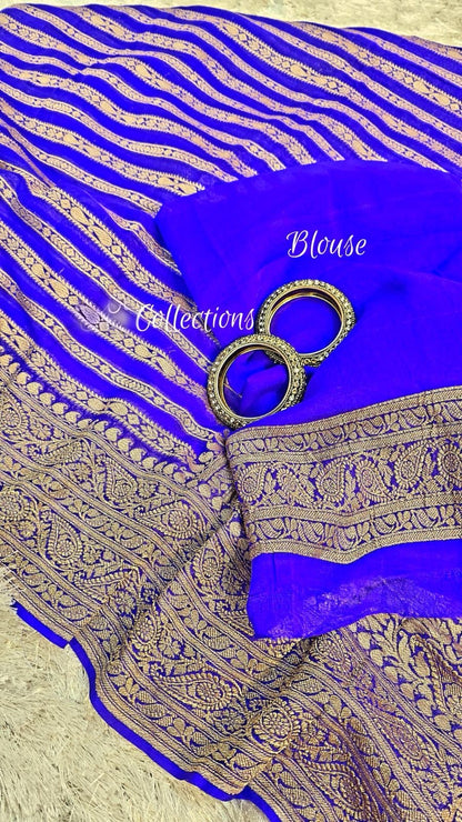 Blue Khaddi georgette saree Indian saree handwoven sari blouse